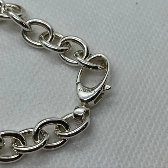 GUCCI Sterling Silver G Heart Charm Bracelet 925 Italy - Picture 9 of 10
